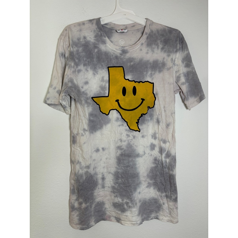 Where I'm From Texas Smiley Face Tieā Dye T-Shirt Mens Large Grey Yellow Graphic